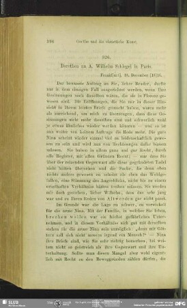 Dorothea von Schlegel an August Wilhelm von Schlegel, Frankfurt am Main, 18./27.12.1816