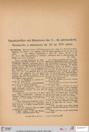 Handschriften mit Miniaturen des 11.-16. Jahrhunderts (Nr. 1-33)