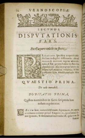 Quaestio Prima, De caelo immobili.