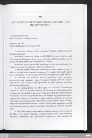III Documents Concerning Doğan Avcioğlu And The Yön Journal