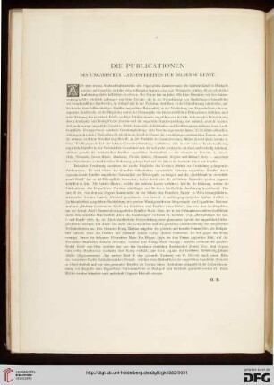 Die Publicationen des Ungarischen Landesvereines für Bildende Kunst