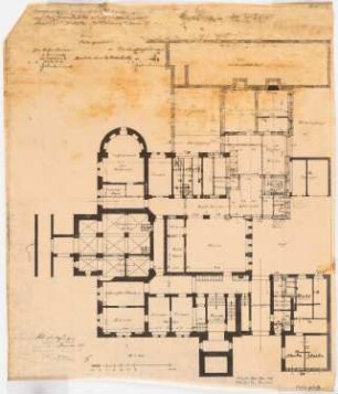 Villa von der Heydt, Berlin-Tiergarten. Zum Projekt gehörend: Böhmer & Petrich, Villa von der Heydt, Berlin-Tiergarten Umbau: Grundriss Kellergeschoss 1:100