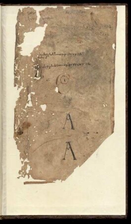 Hinterer Spiegel: u.a. Federproben in angelsächsischer Halbunziale, 2 Alphabetreihen in karolingischer Minuskel (9. Jh.)