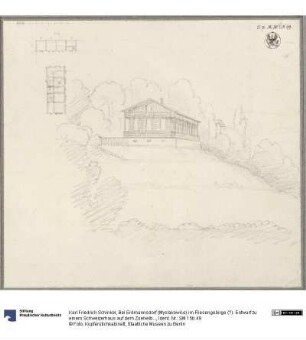 Bei Erdmannsdorf (Myslakowice) im Riesengebirge (?). Entwurf zu einem Schweizerhaus auf dem Zoelvelberg