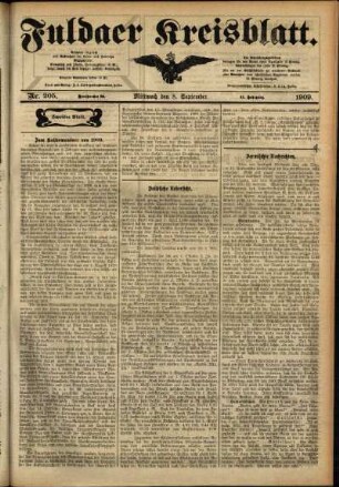 Zweite Ausgabe vom Mittwoch, den 08. September 1909.