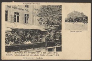 Ansichtskarte Hotel "Süddeutscher Hof", Inh.: Anton Brühl, Schöneberger Straße 6