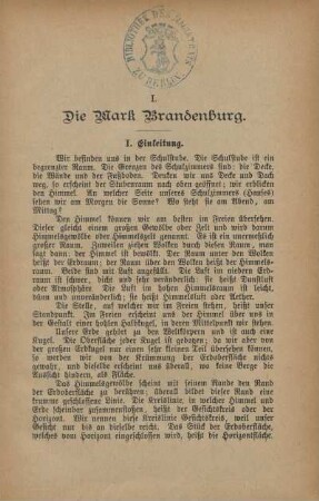 I. Die Mark Brandenburg