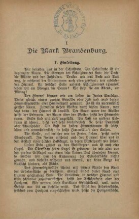 I. Die Mark Brandenburg
