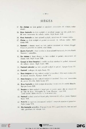 Sièges et Meubles (Nr.34-70)