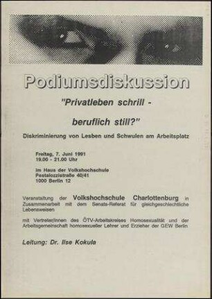 Privatleben schrill - beruflich still? Diskriminierung von Lesben und Schwulen am Arbeitsplatz