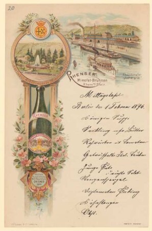 Menükarte : Mittagstafel