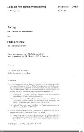 Antrag der Republikaner: Mafia-Kriminalität