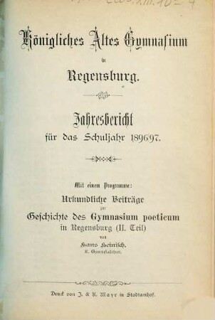 Jahres-Bericht. 1896/97