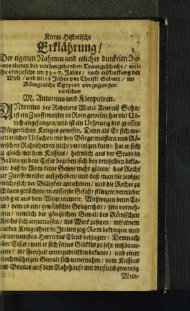 Kurtze Historische Erklährung/ Der eigenen Nahmen und etlicher ...