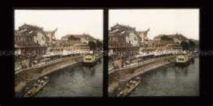 Blick von der Augustusbrücke auf Helbigs Etablissement an der Elbe, Dresden