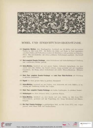 Möbel- und Einrichtungs-Gegenstände (Nr. 466 - 531)