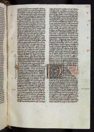 Zierinitialen mit Ranken und Drachen geschmückt.
