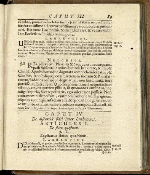 Caput IV. De discordia fidei inter Lutheranos.