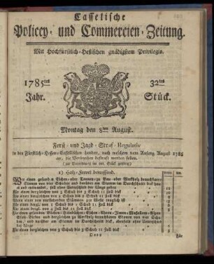 32tes Stueck, Montag den 8ten August. 1785