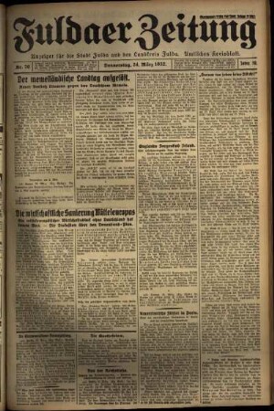 Erste Ausgabe vom Donnerstag, den 24. März 1932.