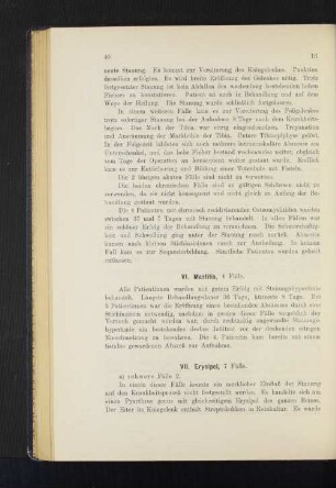 VI. Mastitis, 4 Fälle.
