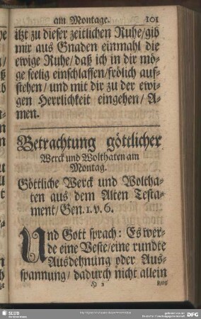 Betrachtung göttlicher Werck und Wolthaten am Montag