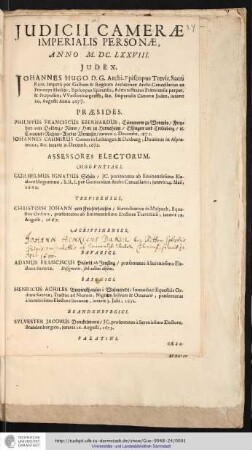 Judicii Cameræ Imperialis Personæ. Anno M.DC.LXXVIII.