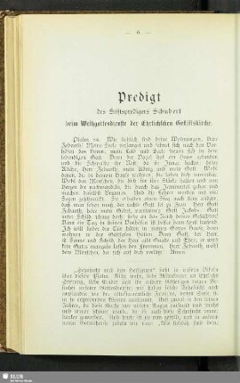 Predigt des Stiftspredigers Schubert beim Weihegottesdienst der Ehrlichen Gestiftskirche