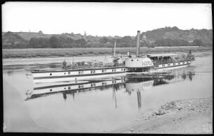 Seußlitz. Elbe mit Dampfer Saxonia