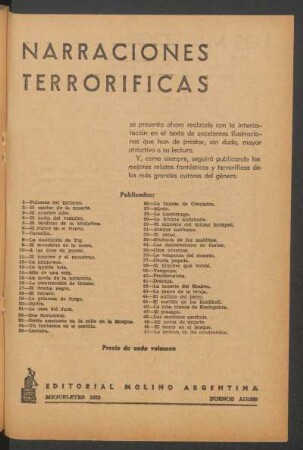 "Narraciones Terroríficas" publicados