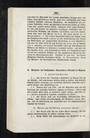 Statuten des katholischen Schullehrer-Vereins in Bayern