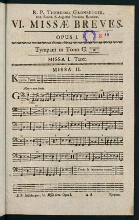 1-6, Tympani in Tono G.
