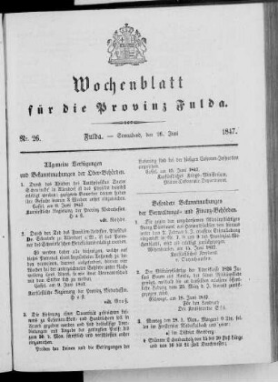 Nr. 26, Ausgabe vom 26. Juni 1847