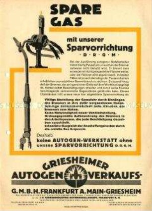 Sparvorrichtung für den Gasverbrauch beim autogenen Schweißen