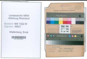 Entnazifizierung Ernst Waltenberg , geb. 07.08.1886 (Bahnbeamter)