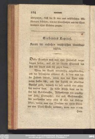 Siebentes Kapitel. Kurart der einfachen mephitischen Unverdaulichkeit.