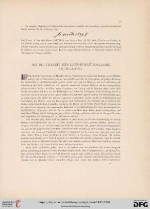 Die Blüthezeit der Landschaftsmalerei in Holland