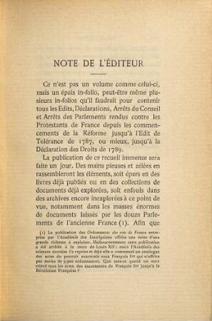 Édits Déclarations et Arrests concernans la réligion p. réformée 1662 - 1751 : Précédés de l'Édit de Nantes imprimés pour le deuxième centenaire de la révocation de l'édit de Nantes. (Pilatte, Léon)