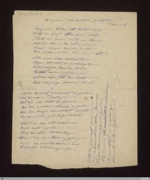 Wiegenlied an meinen Jungen (Wiegenlied für meinen Jungen) / Richard Dehmel. Geschrieben von Carl August Klein
