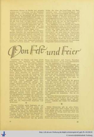 Von Fest und Feier.