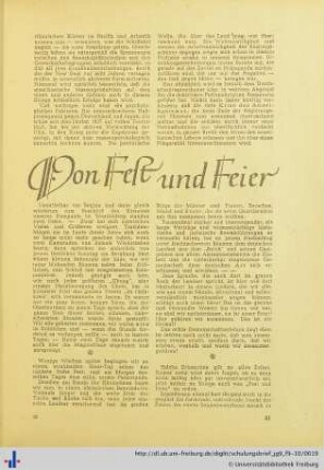 Von Fest und Feier.
