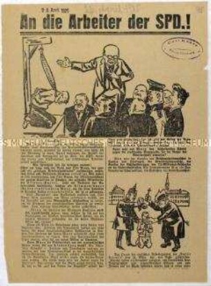 Aufruf der KPD an die SPD-Anhänger zur Wahl von Ernst Thälmann zum Reichspräsidenten 1925