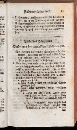 Siebentes Hauptstück. Eintheilung der practischen Weltweisheit.