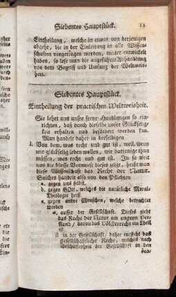 Siebentes Hauptstück. Eintheilung der practischen Weltweisheit.