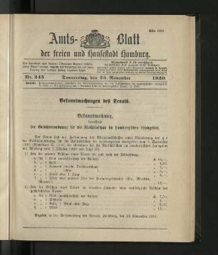 No. 245, 25. November 1920