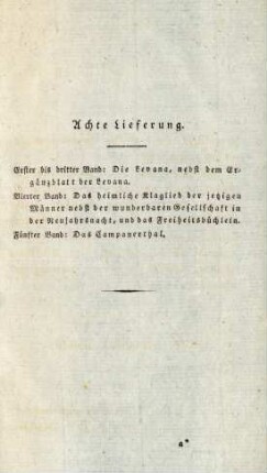 Achte Lieferung. (Inhalt)