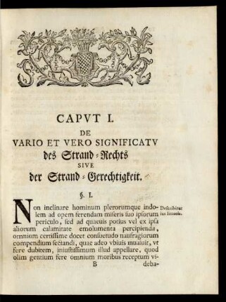 Caput I. De Vario Et Vero Significatu des Strand-Rechts Sive der Strand-Gerechtigkeit