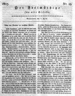 No. 29, Sonnabend, den 11. April 1807