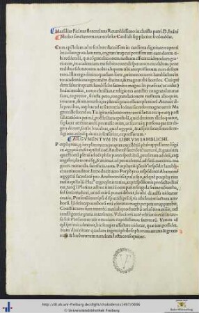 Argumentum In Librum Iamblichi