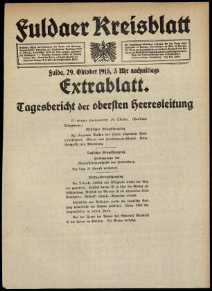 Ausgabe vom Freitag, den 29. Oktober 1915.